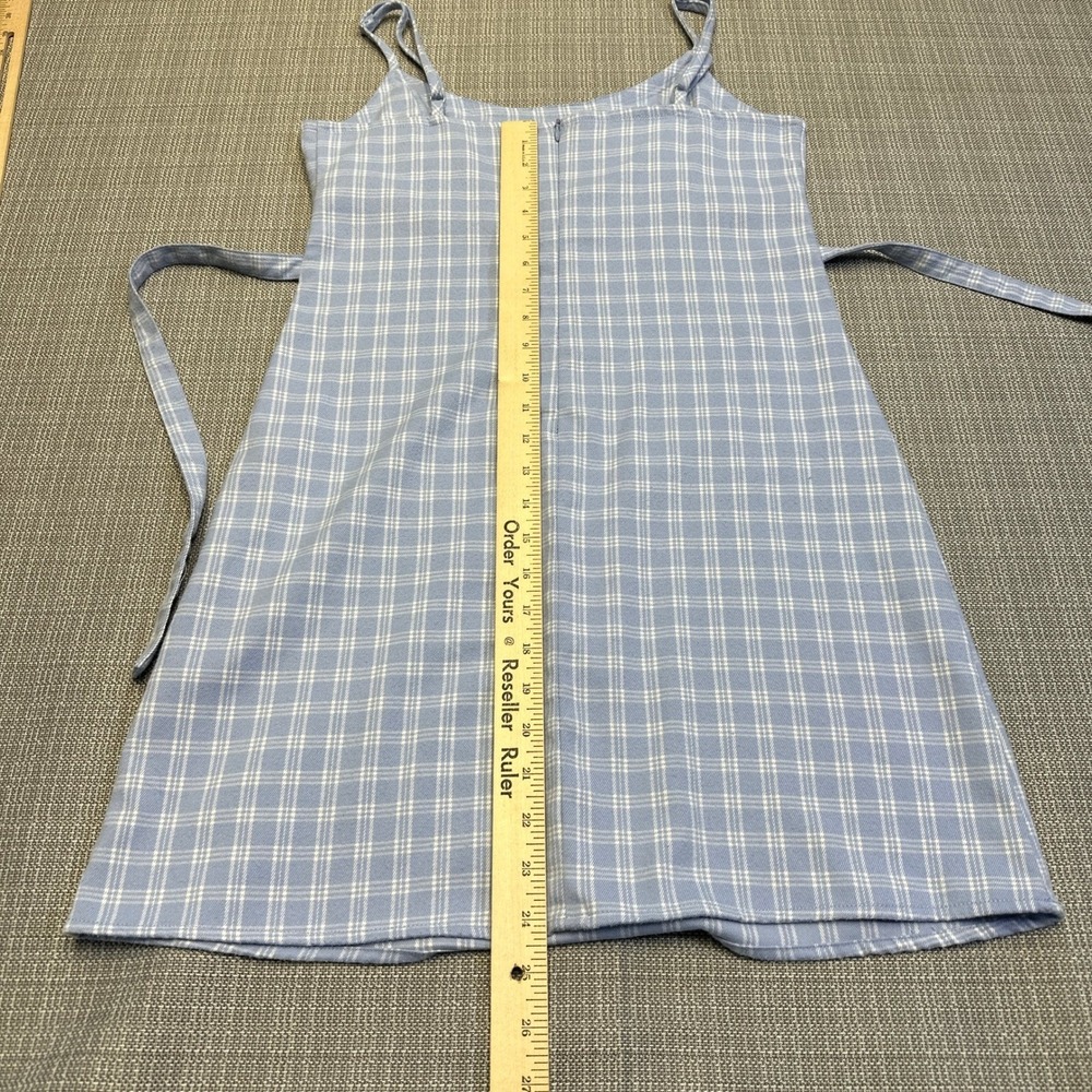 Brandy Melville Colleen Blue Gingham Mini Dress XS Blue White Babydoll Plaid - Picture 11 of 12